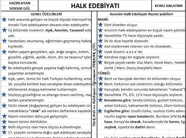 halkedebiyatınotları